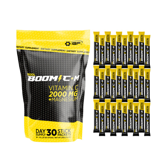 Kool Boom C + M - Vitamin C  2,000 Mg + Magnesium - 30 Stick Packets (.25 Oz - 7g)